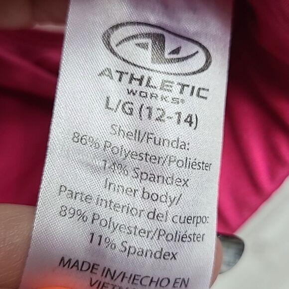 Athletic Works Hot Pink Lattice Back Low Impact Padded Strappy Sports Bra 12/14 - Picture 4 of 4